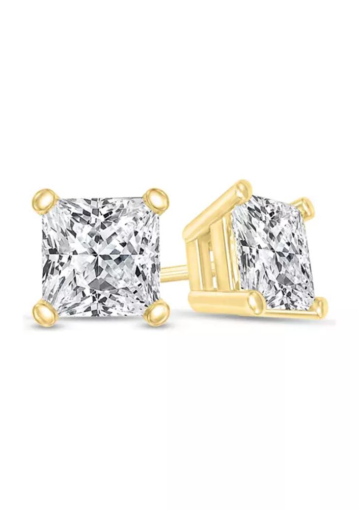 square diamond stud earrings for men