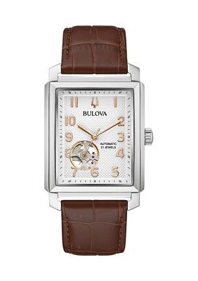 Men's Sutton Automatic Brown Leather Strap Watch