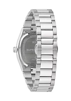 Men's Dress Classic Super Seville Silver Tone Stainless Steel Bracelet Watch 