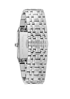 Silver Tone Stainless Steel Quadra Diamond Dial Watch