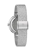 Women's Dress Classic Champagne Silver Tone Stainless Steel Bracelet Watch 