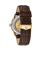 Men's Gold Tone Stainless Steel Sutton Automatic Leather Strap Watch