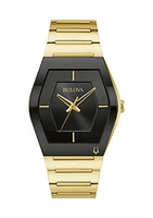 Gold Tone Stainless Steel Analog Bracelet Watch 