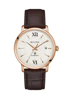 Bulova Men's Classic Hudson Brown Leather Strap Watch - 29 Millimeter