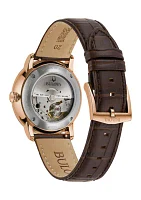 Bulova Men's Classic Hudson Brown Leather Strap Watch - 29 Millimeter