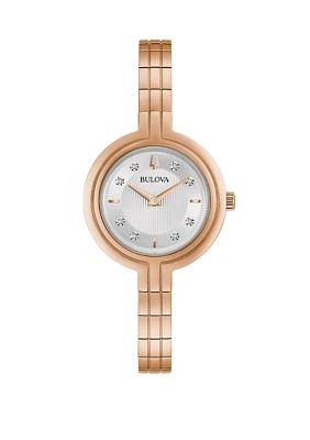 Women's Rhapsody Diamond Accent Rose Gold-Tone Stainless Steel Bracelet Watch 