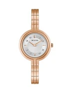 Women's Rhapsody Diamond Accent Rose Gold-Tone Stainless Steel Bracelet Watch 