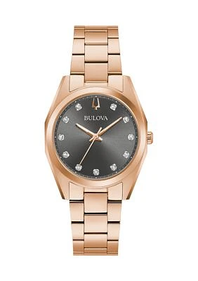 Women's Surveyor Diamond Accent Rose Gold-tone Stainless Steel Bracelet Watch