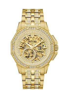 Men's Crystal Octava Automatic Gold-Tone Stainless Steel Bracelet Watch