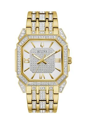 Men's Crystal Octava Gold-tone Stainless Steel Bracelet Watch, 40 Millimeter