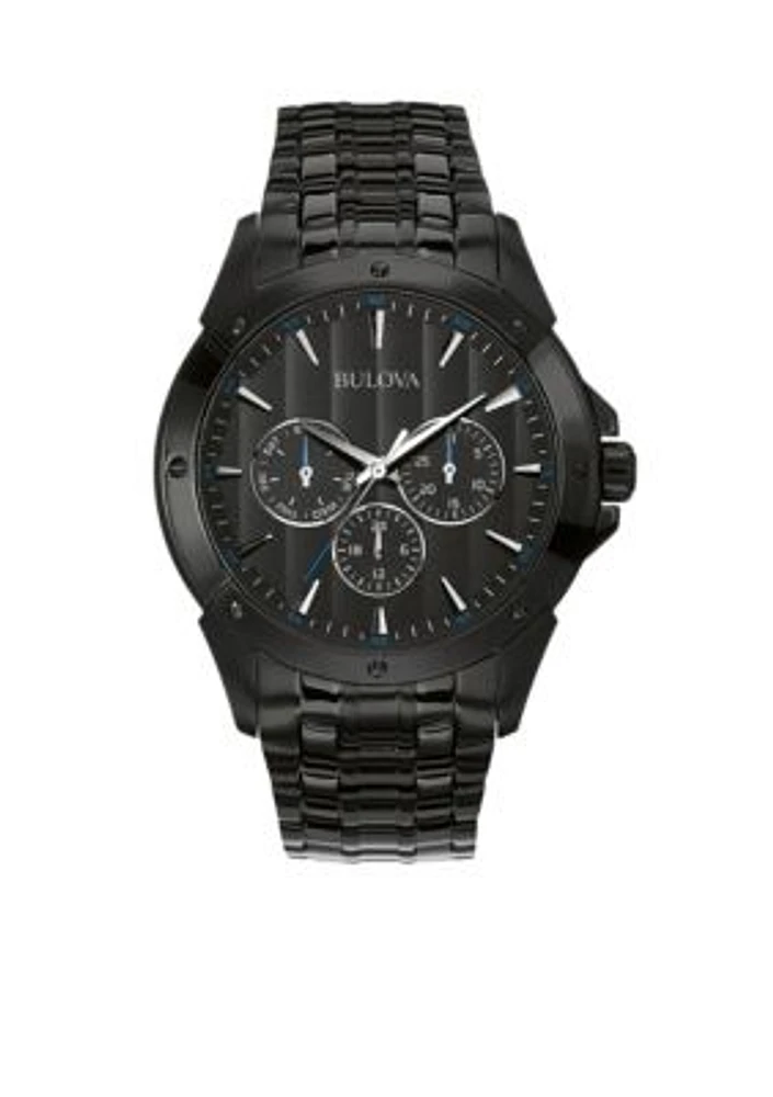 Men's Black Dial Stainless Steel Watch