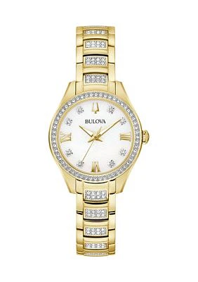 Women's Crystal Gold Tone Stainless Steel Bracelet Watch - 28.5 Millimeter