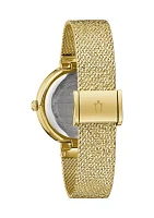 Women's Dress Classic Champagne Gold Tone Stainless Steel Bracelet Watch 