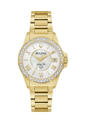 Women's Diamond Marine Star Gold Tone Stainless Steel Bracelet Watch