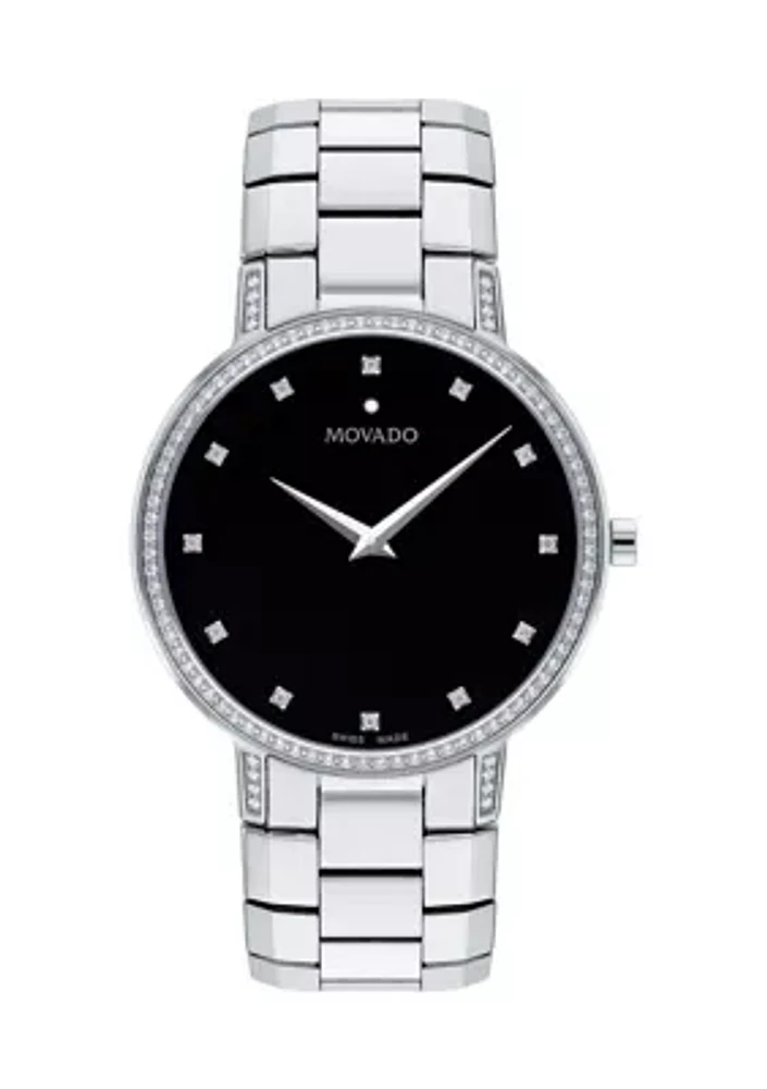 Stainless Steel Black Dial Bracelet Watch 