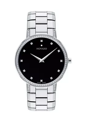 Stainless Steel Black Dial Bracelet Watch 