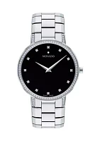 Stainless Steel Black Dial Bracelet Watch 