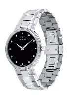 Stainless Steel Black Dial Bracelet Watch 