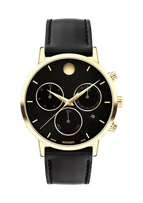 Men's Core Museum Classic Chrono Gold Black Leather Band