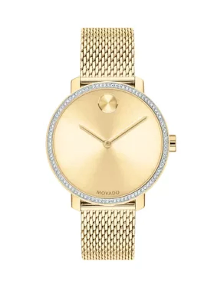 Women's Gold Tone Stainless Steel BOLD Mesh Bracelet Watch