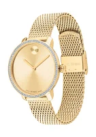 Lab Grown Bold Gold Tone Mesh Bracelet Watch