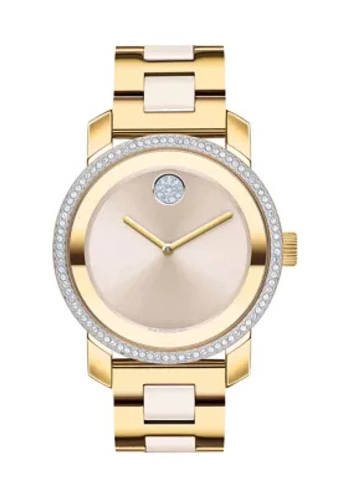 Women's Bold Beige Dial Two Tone Bracelet Watch