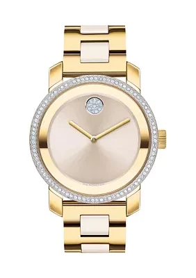 Women's Bold Beige Dial Two Tone Bracelet Watch