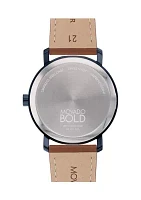 Men's Bold Evolution 2 Blue Dial Brown Leather Band Watch 