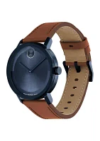 Men's Bold Evolution 2 Blue Dial Brown Leather Band Watch 