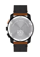 Men's Bold TR90 Chrono Brown Leather Band Watch