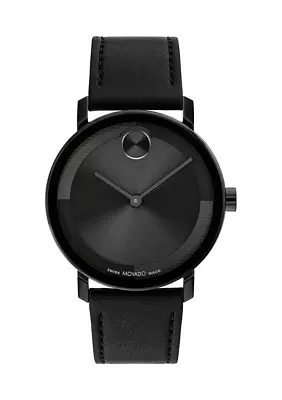 Men's Bold Evolution 2 Black Dial Black Leather Band Watch 