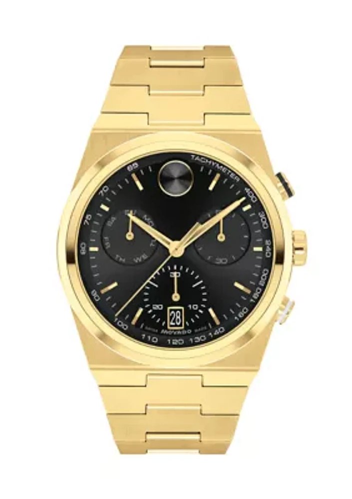 Bold Quest Black Chronograph Gold Tone Watch