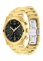 Bold Quest Black Chronograph Gold Tone Watch