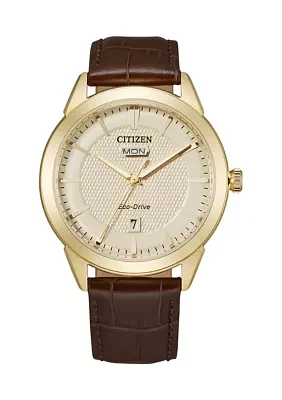 Citizen Eco-Drive Corso Men's Brown Leather Strap Watch