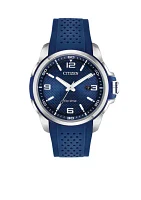 Stainless Steel Eco-Drive Blue Strap Watch