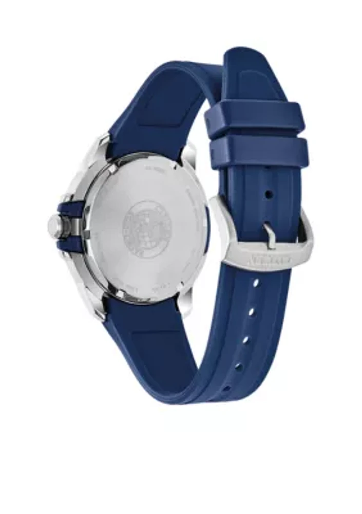 Stainless Steel Eco-Drive Blue Strap Watch