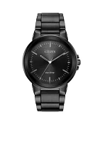 Grey Ion-Plated Stainless Steel Eco-Drive Axiom Black Dial Watch