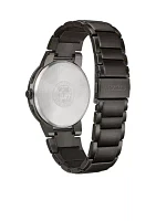 Grey Ion-Plated Stainless Steel Eco-Drive Axiom Black Dial Watch