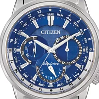 Eco-Drive Stainless Steel Blue Dial Calendrier Watch