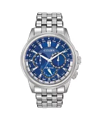 Eco-Drive Stainless Steel Blue Dial Calendrier Watch