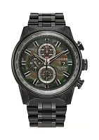 Eco-Drive Men's Nighthawk Chronograph Black Ion-Plated Stainless Steel Bracelet Watch