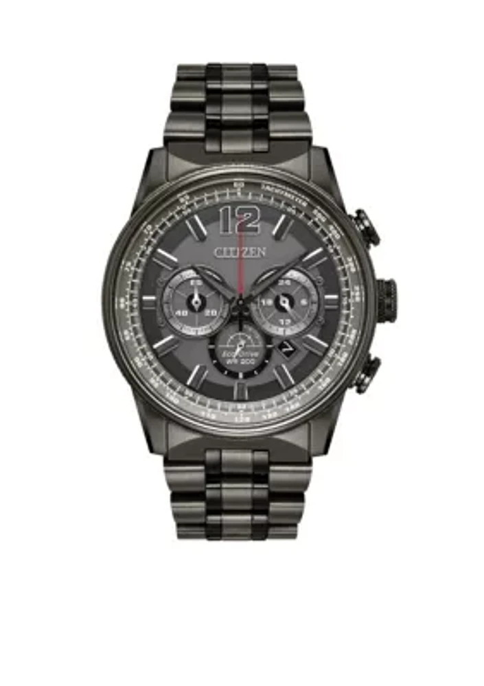 Men's Stainless Steel Eco-Drive Nighthawk Granite IP Chronograph Watch