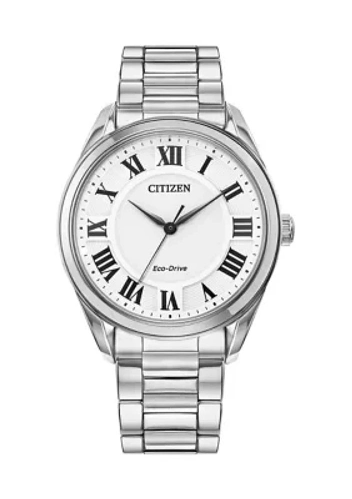 Women's Classic Arezzo Silver-Tone Stainless Steel Bracelet Watch