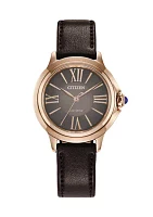 Women's Classic Ceci Rose Gold Tone 32 Millimeter Watch with Brown Leather Strap