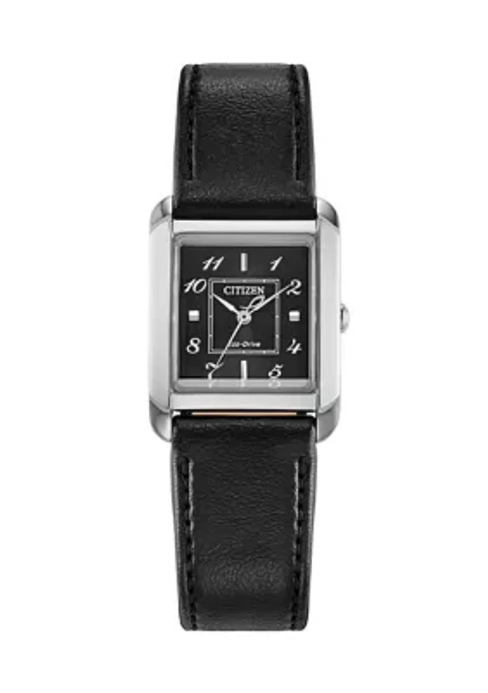 Women's Dress/Classic Eco Bianca Black Apple Leather Strap Watch