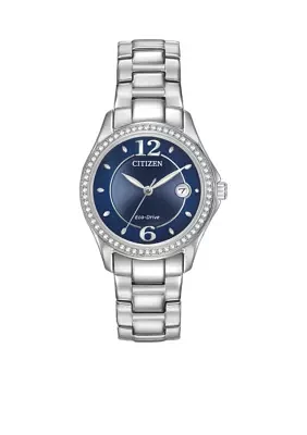 	 Women's Stainless Steel Eco-Drive Swarovski Crystal-Accented Bracelet Watch