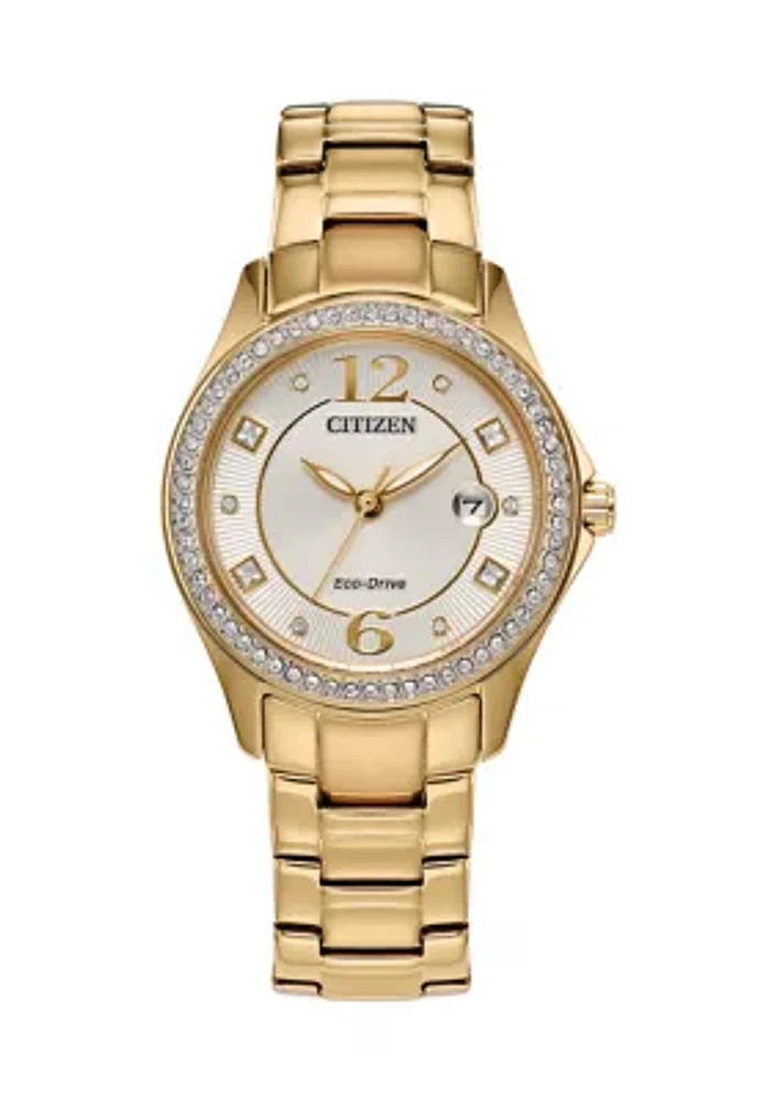 Women's Crystal Gold Tone Stainless Steel Bracelet Watch 