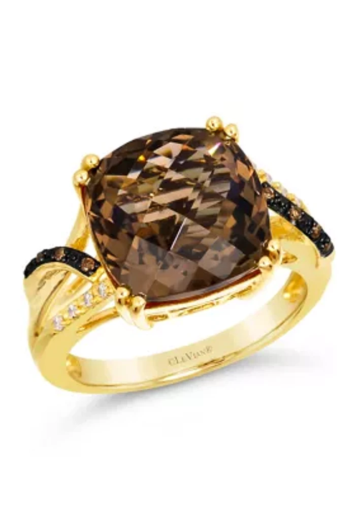 6.75 ct. t.w. Chocolate Quartz®, Chocolate Diamonds®, Nude Diamonds™ Ring in 14K Honey Gold™