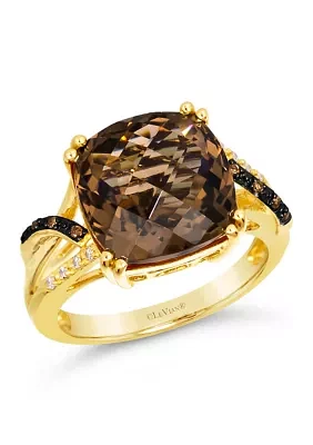 6.75 ct. t.w. Chocolate Quartz®, Chocolate Diamonds®, Nude Diamonds™ Ring in 14K Honey Gold™