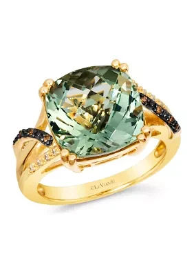 Ring featuring 6.5 ct. t.w. Mint Julep Quartz™, Chocolate Diamonds®, Nude Diamonds™ set 14K Honey Gold™